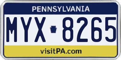 PA license plate MYX8265