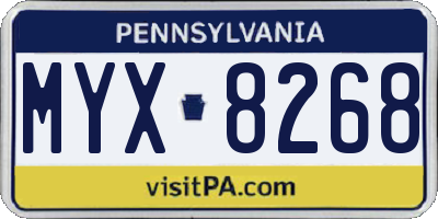 PA license plate MYX8268