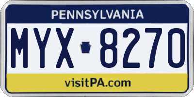 PA license plate MYX8270