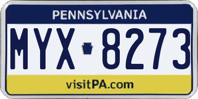 PA license plate MYX8273