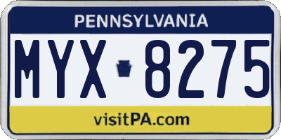 PA license plate MYX8275