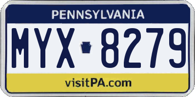PA license plate MYX8279