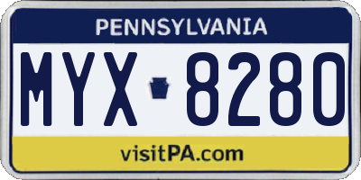 PA license plate MYX8280