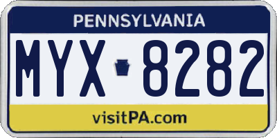 PA license plate MYX8282