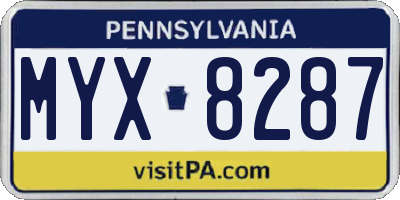PA license plate MYX8287
