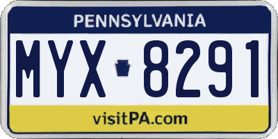PA license plate MYX8291