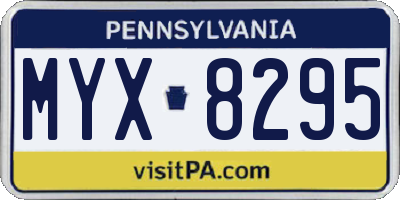 PA license plate MYX8295