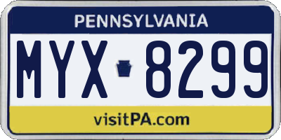 PA license plate MYX8299