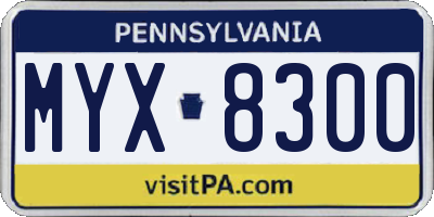 PA license plate MYX8300