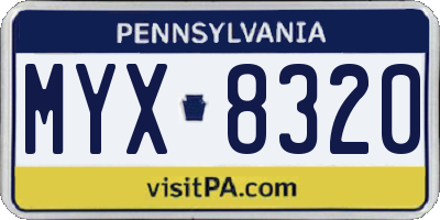 PA license plate MYX8320
