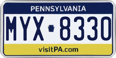 PA license plate MYX8330