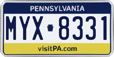 PA license plate MYX8331