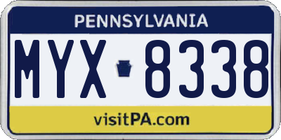 PA license plate MYX8338