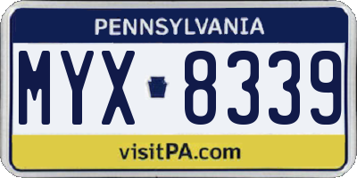 PA license plate MYX8339