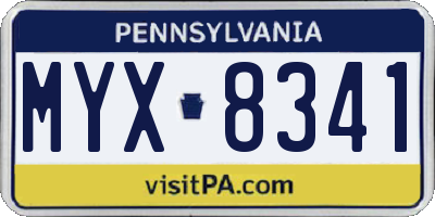 PA license plate MYX8341