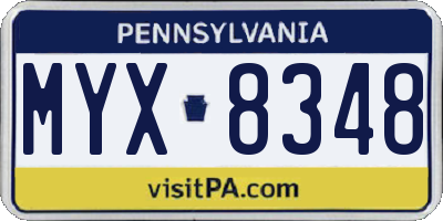 PA license plate MYX8348
