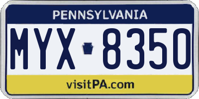PA license plate MYX8350