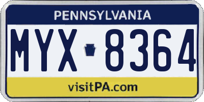 PA license plate MYX8364