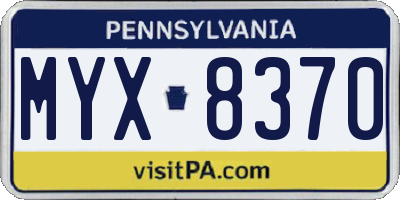 PA license plate MYX8370
