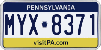PA license plate MYX8371