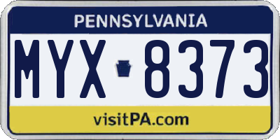 PA license plate MYX8373