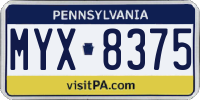 PA license plate MYX8375