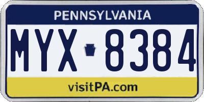 PA license plate MYX8384