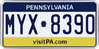 PA license plate MYX8390