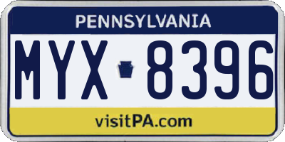 PA license plate MYX8396