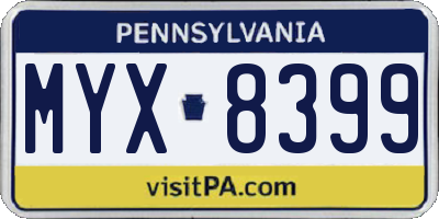 PA license plate MYX8399