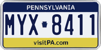 PA license plate MYX8411