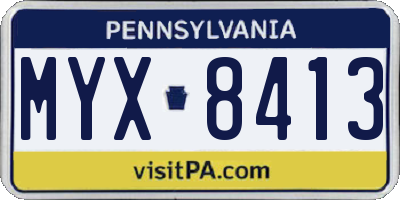 PA license plate MYX8413