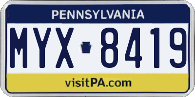 PA license plate MYX8419