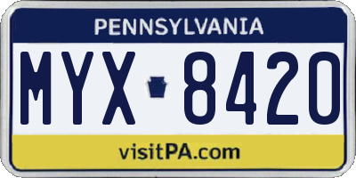 PA license plate MYX8420