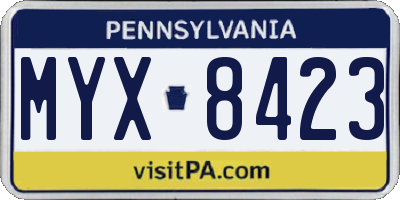 PA license plate MYX8423