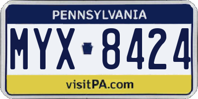 PA license plate MYX8424