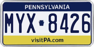 PA license plate MYX8426