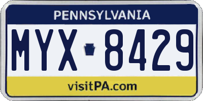 PA license plate MYX8429