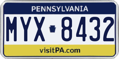 PA license plate MYX8432