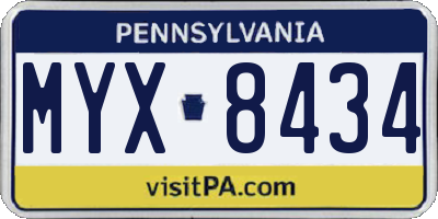 PA license plate MYX8434