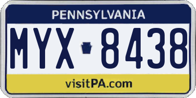 PA license plate MYX8438