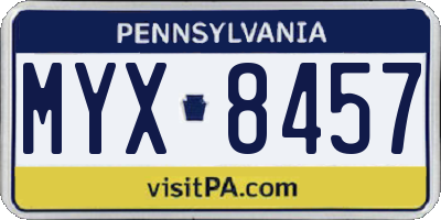 PA license plate MYX8457