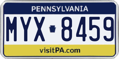 PA license plate MYX8459