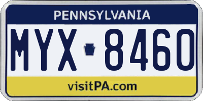 PA license plate MYX8460