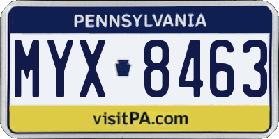 PA license plate MYX8463