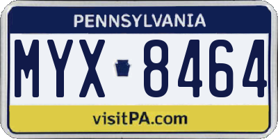 PA license plate MYX8464