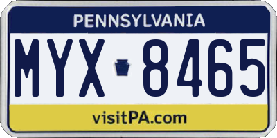 PA license plate MYX8465