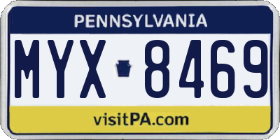 PA license plate MYX8469