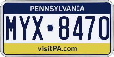 PA license plate MYX8470