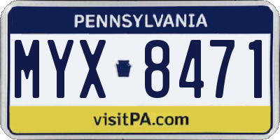 PA license plate MYX8471